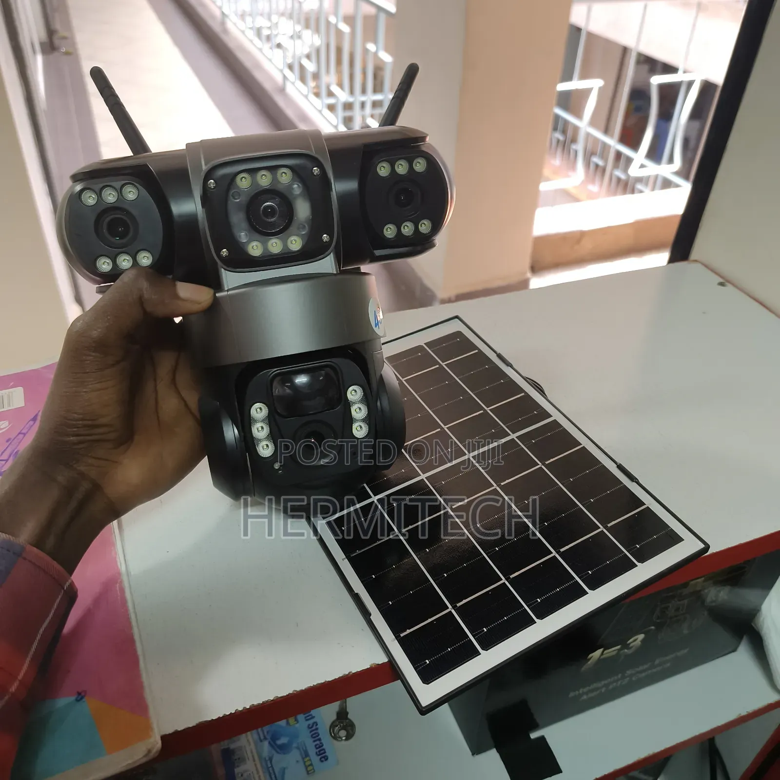 Triple Lens Solar Powered PTZ Surveillance Security CCTV