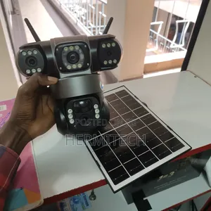 Triple Lens Solar Powered PTZ Surveillance Security CCTV