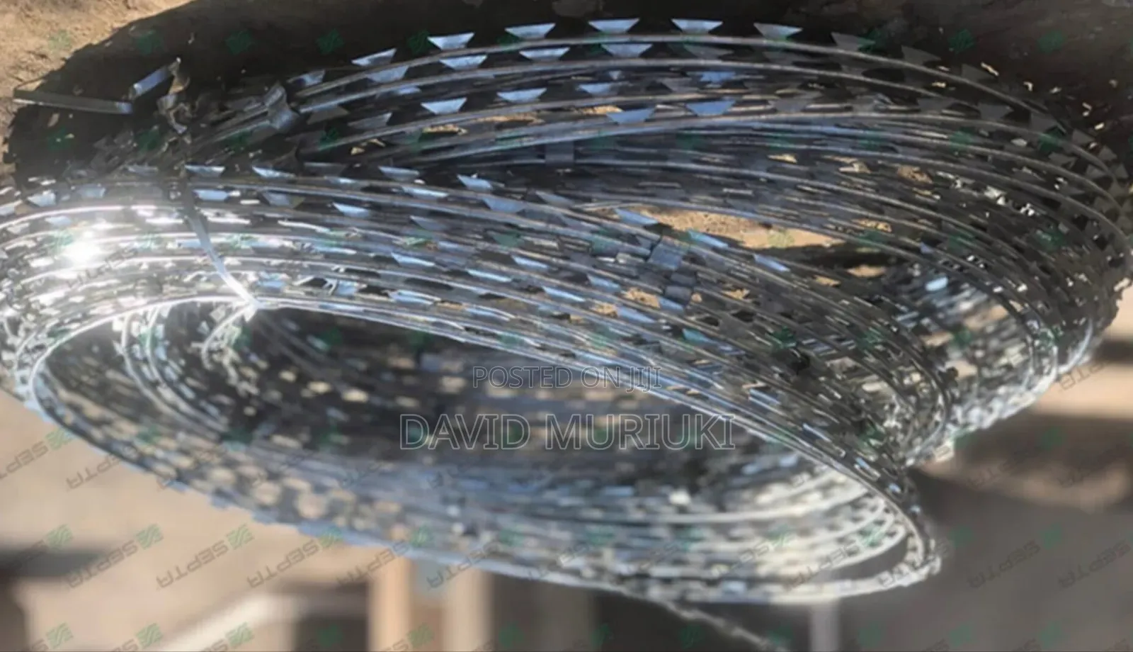 Galvanised Razor Wire.