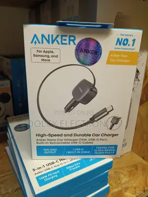 Anker Nano Car Charger 75w With Built-in Retractable Usb-c Cable