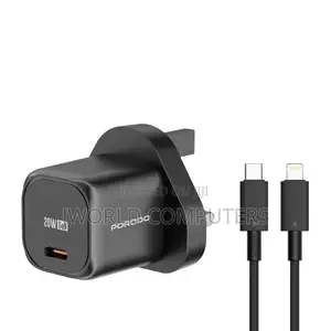 1-Port Usb-C Gan Charger (20w) Uk-Plug Black