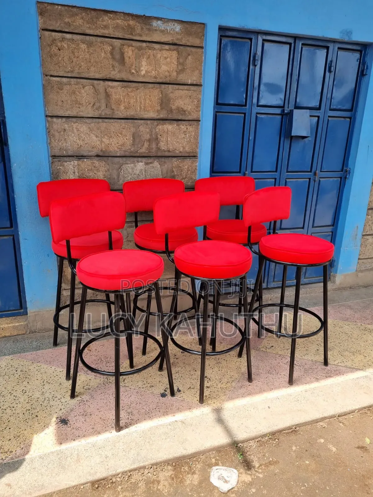 Fabric Kitchen Counter Stools Red