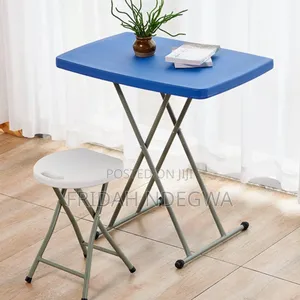 Adjustable Height Snack Table for Home Camping Picnic Party, Blue