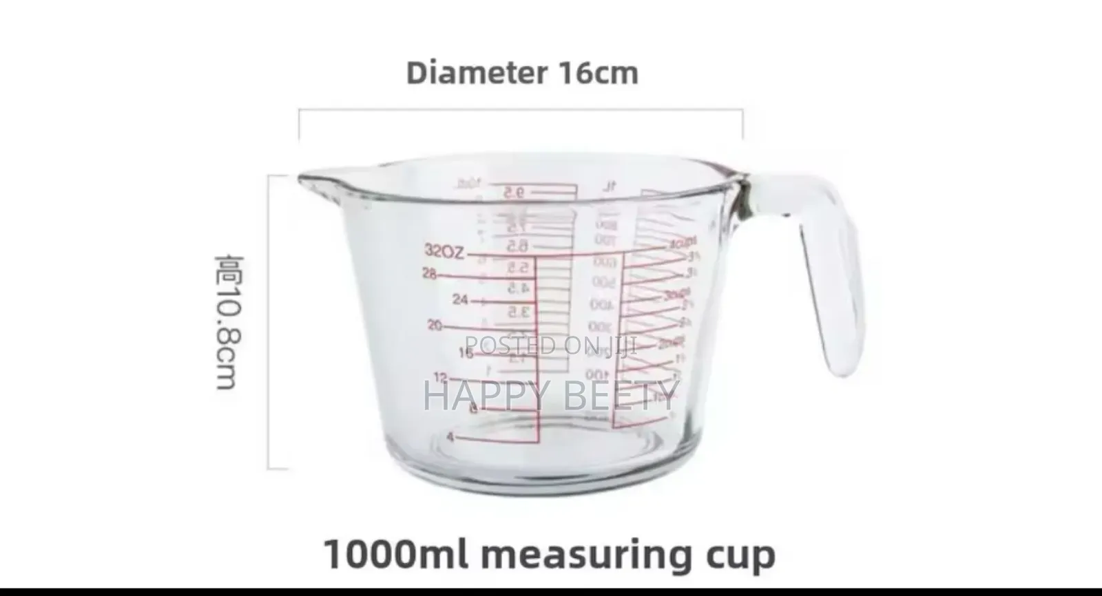 *1000ml Glass Measuring Cup With Scale and Handle*