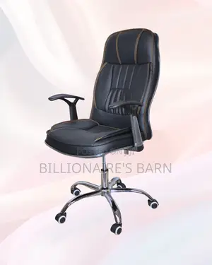 Black Executive Leather Chair | Rolling Comfort for Busy Workdays |