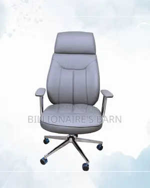 Grey Executive Office Chair | Rolling Comfort for Busy Workdays |
