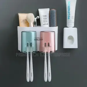 Wall Mounted Toothbrush Holder With 2 Cups