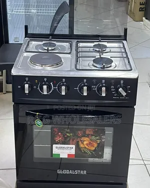 Black Globalstar Jet 3+1 60×60 Cooker With Electric Oven