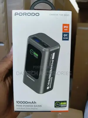 Porodo 10000mah Mini Power Bank With Real-Time Display – Fast Charging