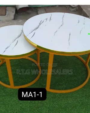 White Nesting Coffee Table – Marble Effect MDF