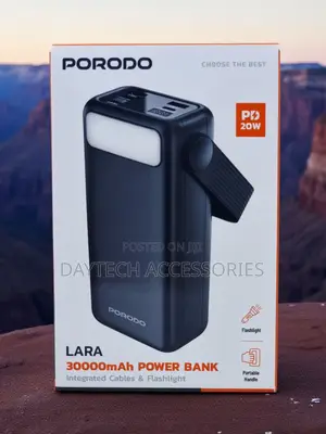 Porodo Lara 30000mah Power Bank With Flashlight Portable Handle.