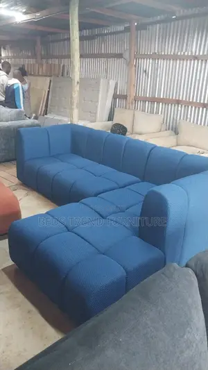 Blue Stylish 6 Seater Modern L Sofa