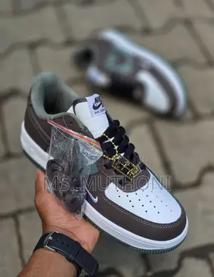 Nike Air Force 1 Low-Top Sneakers in a Brown, Olive White Colorway