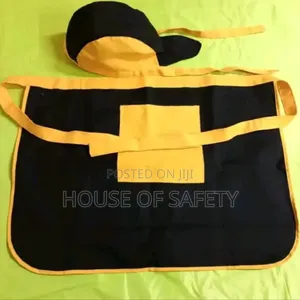 Yellow and Black Chef Apron Half and Hat
