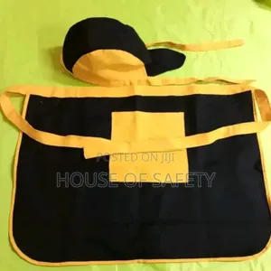 Yellow and Black Chef Apron Half and Hat