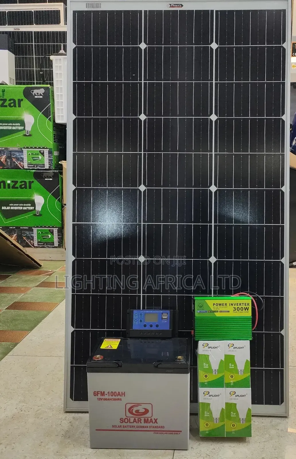 150 Watts Solar - 100ah Battery - 300w Inverter - 20a Controller Kit