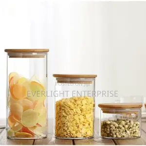 Air Tight Glass Cereal Container With Bamboo Lid