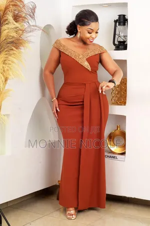 Stylish Burnt Orange Dinner Dress/Kikuyu Brown./