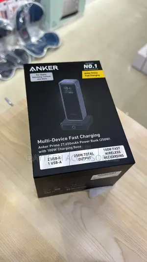 The Anker Prime 27,650mah Power Bank (250w) With 100w Charging Base.