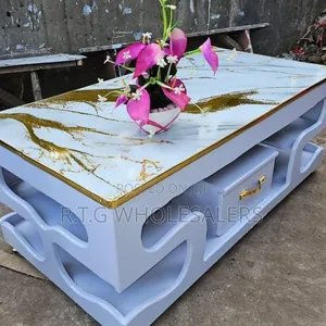 Executive White Coffee Table With Marble Top – Modern Living Room