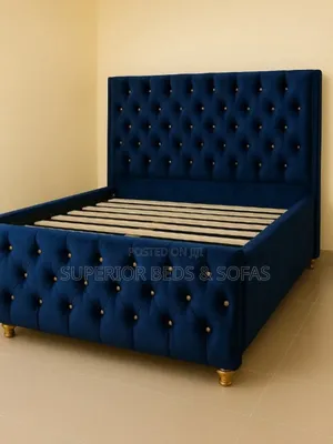 Navy Blue Tufted Luxury Bed Size 5 by 6