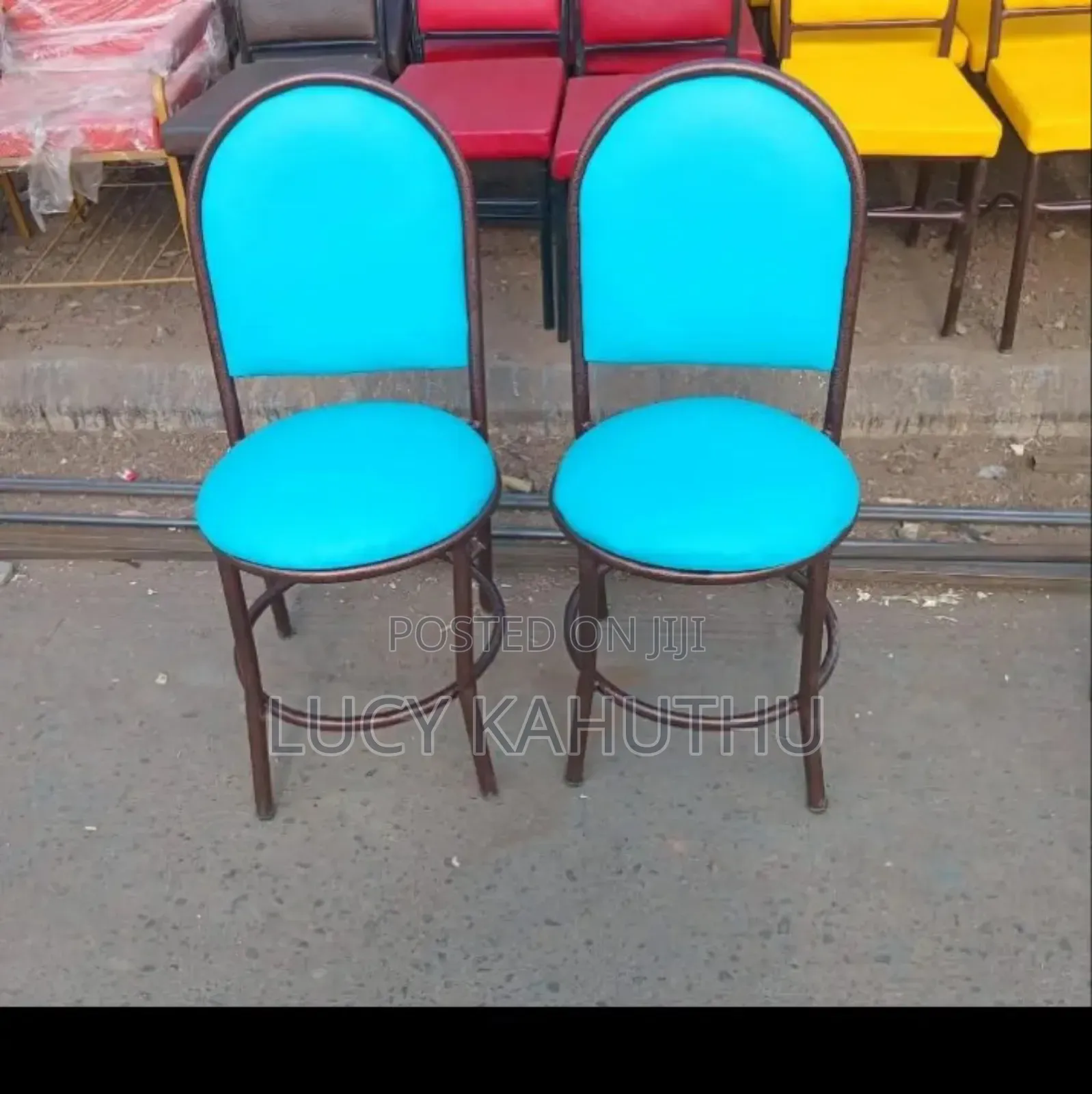 Copper Power Coating Finish Blue Chairs