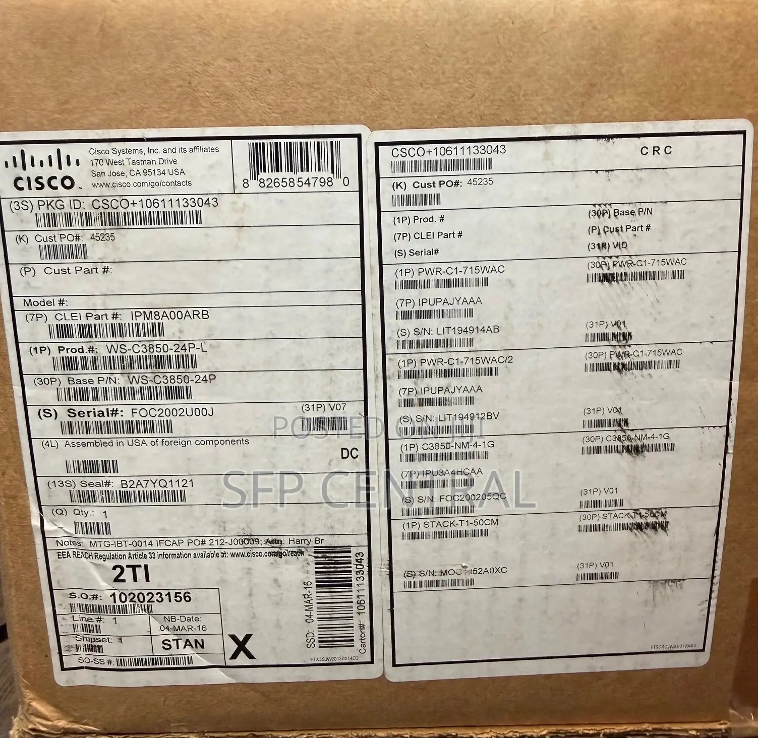 Cisco Ws-C3850-24p/ 24 Port Poe+ Switch