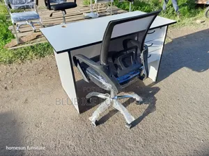 White Office Desk With Adjustable Mesh Chair