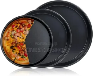 3pc Carbon Steel Non Stick Smooth Edges Pizza Pan