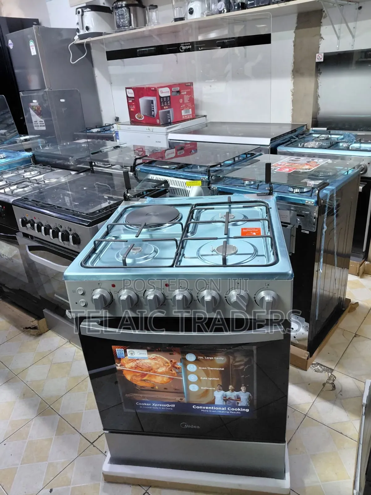 Midea 60 by 60 3+1 Standing Gas Cooker Black