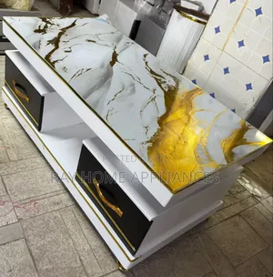 White Executive Coffee Table With Marble Topping