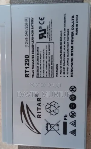 Ritar Rt1290 12v 9.0ah Valve-Regulated Sealed Lead-Acid Battery.