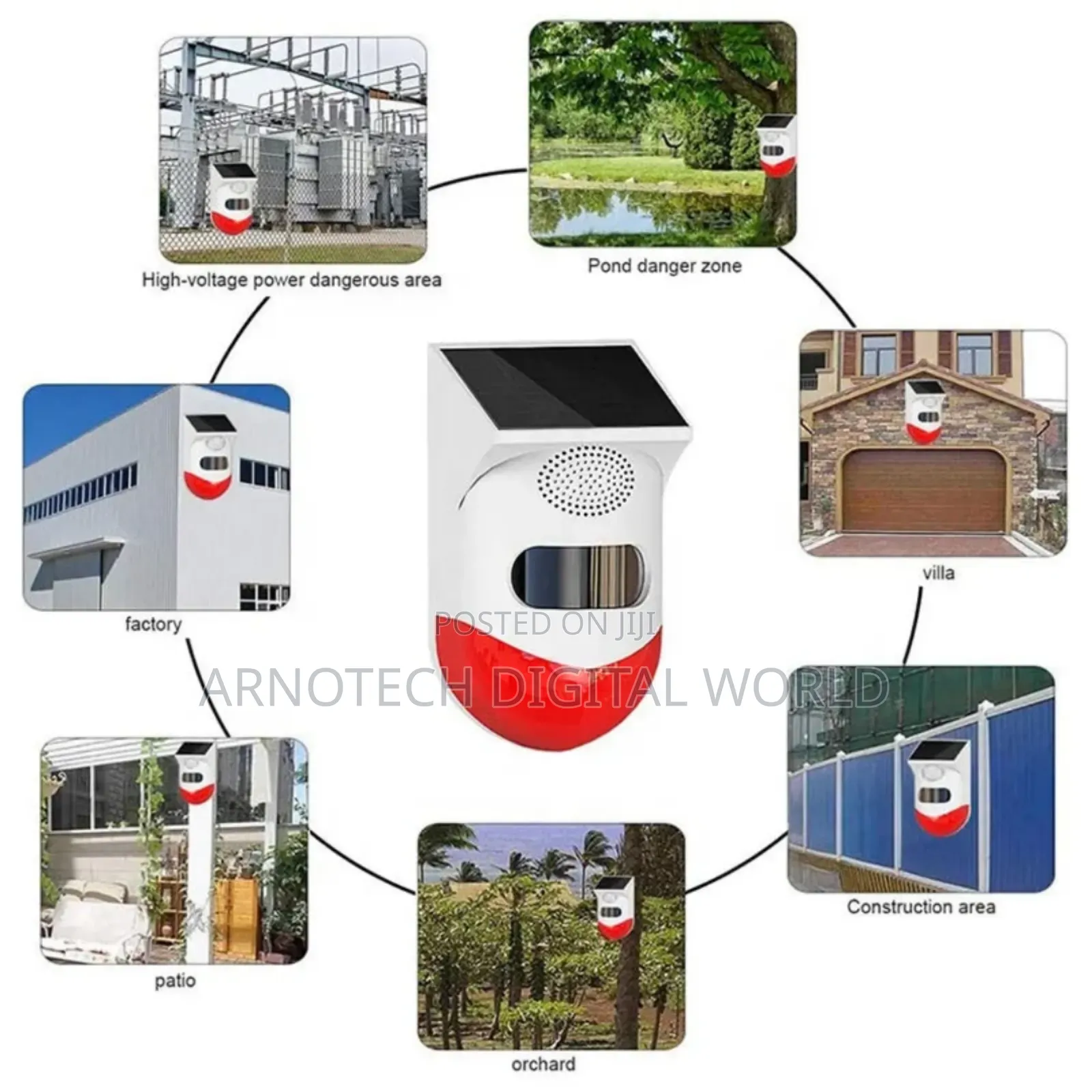 Solar Motionsensor Waterproof Securitysiren Withremote Strobelight