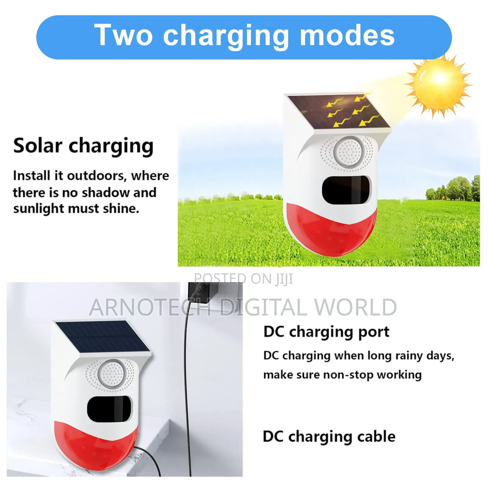Solar Motionsensor Waterproof Securitysiren Withremote Strobelight