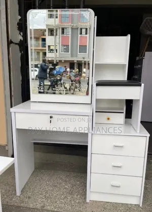 White Dressing Table With Sliding Mirror