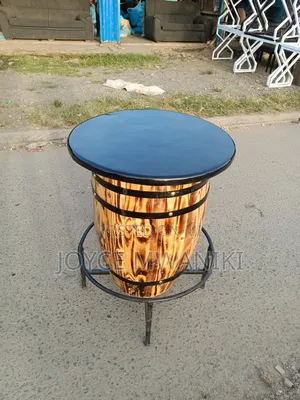 Barrrel Bar Table With Black Marble Top