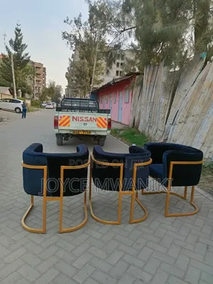 3 Manicure or Styling Seats or Salon Seats, Black and Gold Frame 