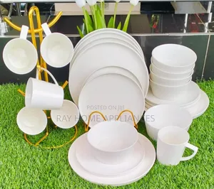White Plain Ceramic 24pieces Dinner Set