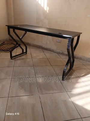 1.4m Black Office Desk With Metallic Frame