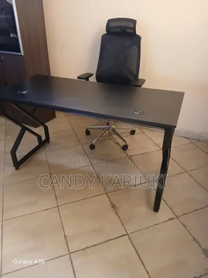 Executive Black Office Desk With Metallic Frame