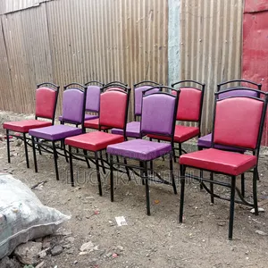 Purple and Red Ball Chairs With Black Durable Frame