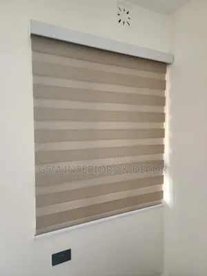 Beige Horizontal Blinds for Kitchen Area Windows