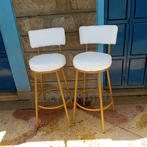 White High Stool Chairs With Gold Powder Coated Frame