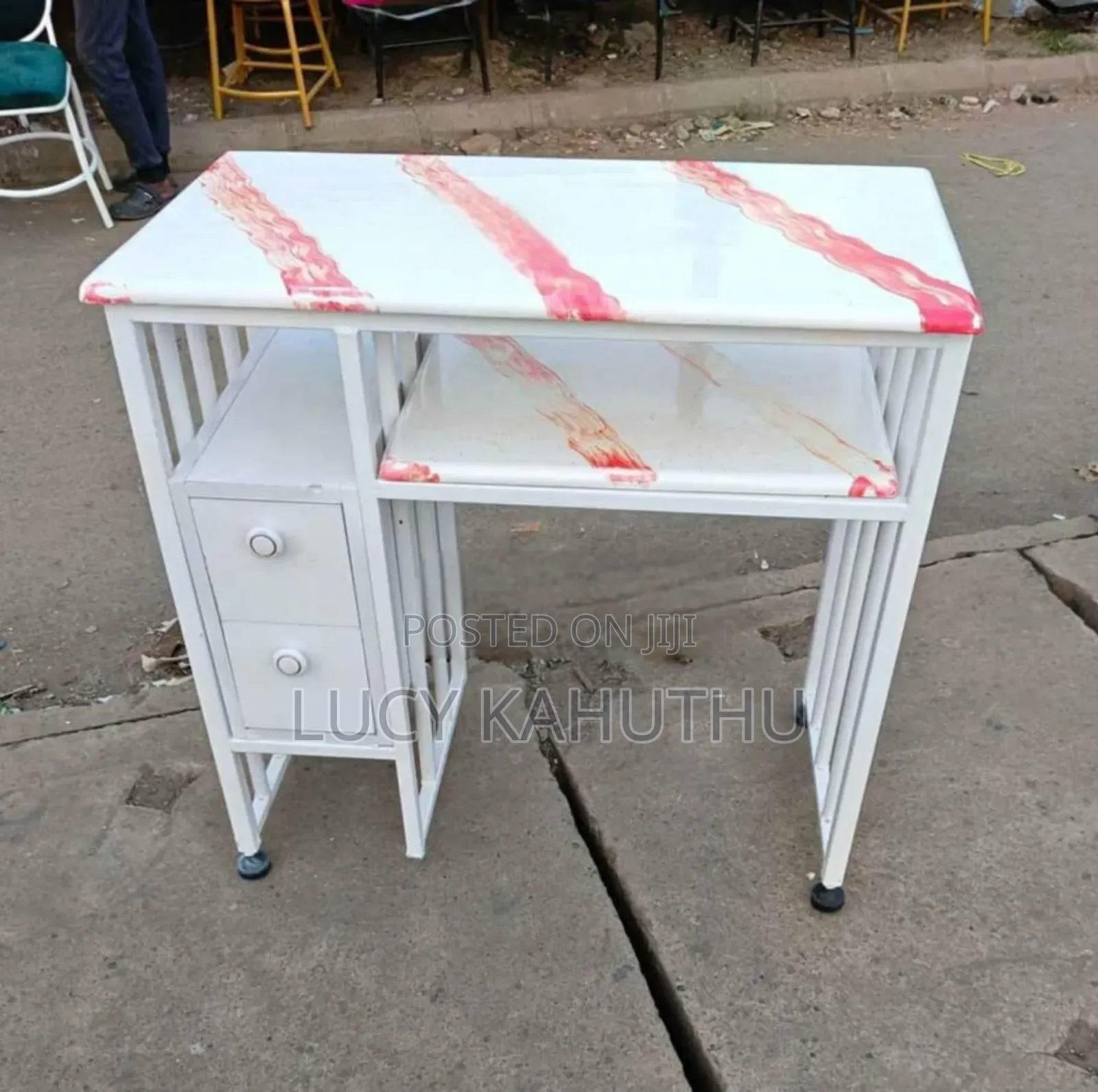 Pink and White Marble Top With Drawers