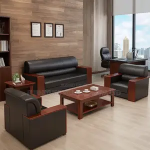 Office Sofa; 5-seater Pu Leather Office Sofa