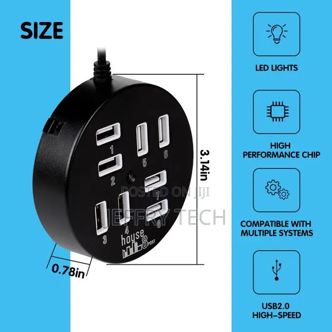 8 Ports Usb Charger, Multi-Port Data Transmission Splitter