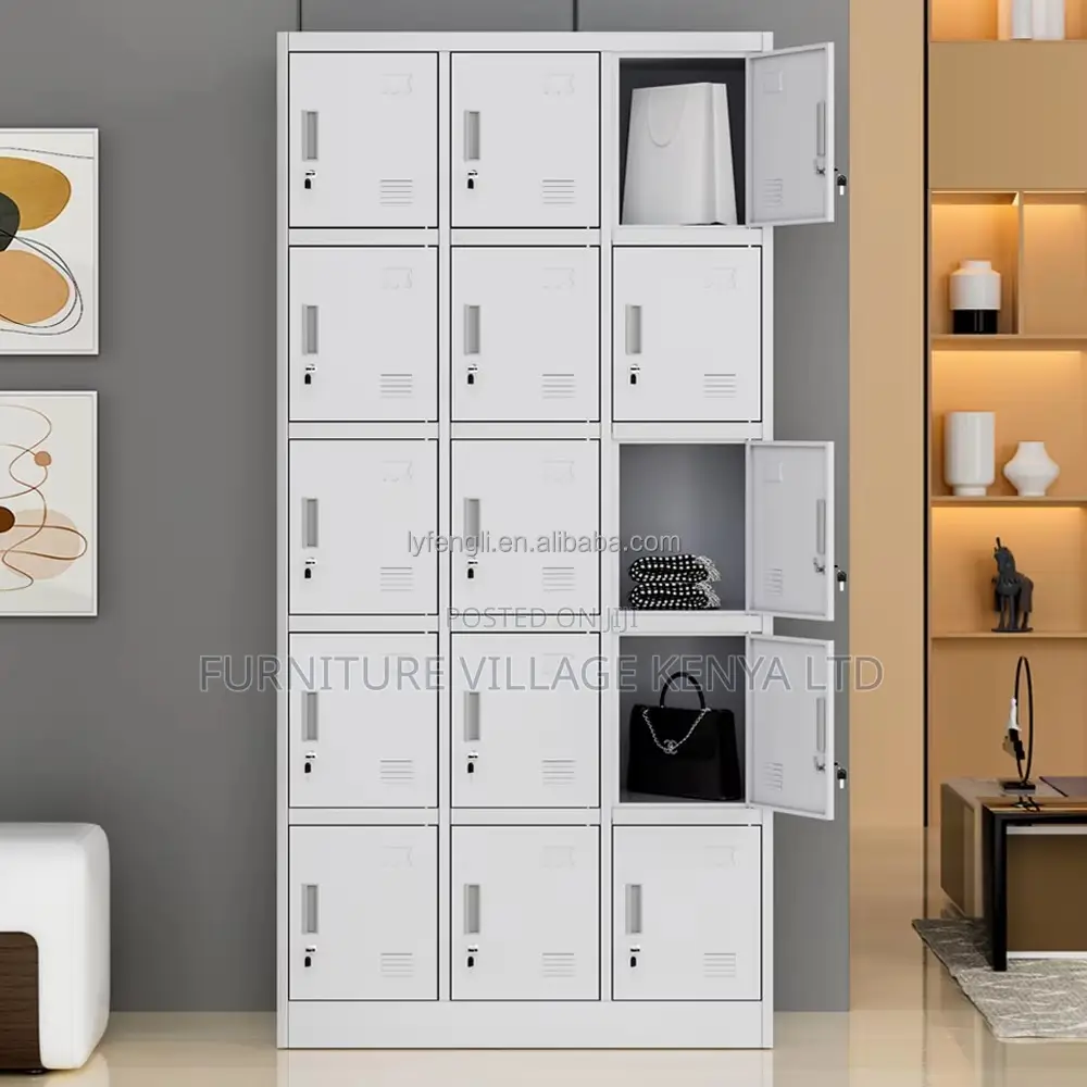 Office Cabinet: 15 Lockers Durable Metallic Cabinet