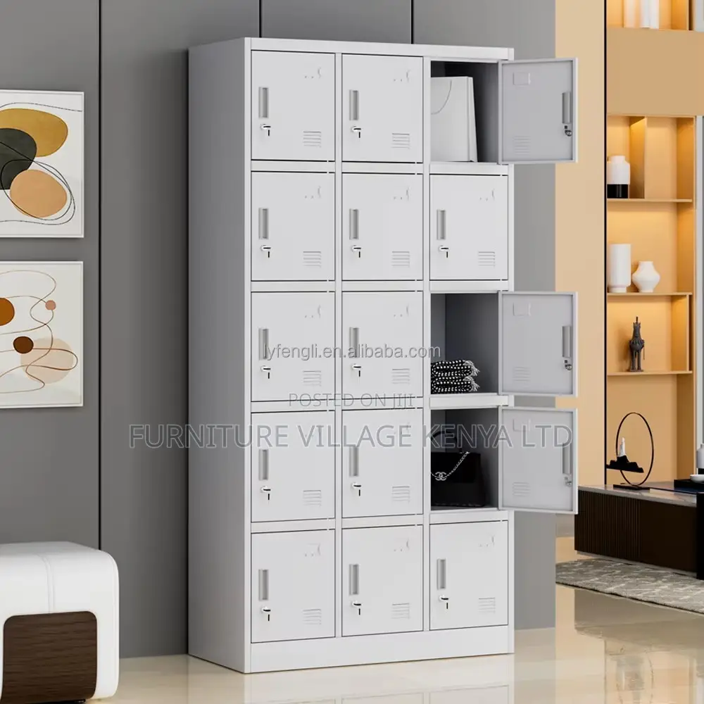Office Cabinet: 15 Lockers Durable Metallic Cabinet