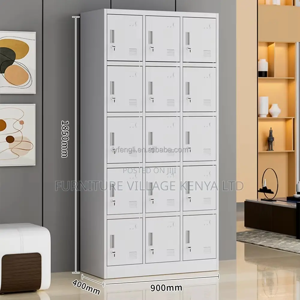 Office Cabinet: 15 Lockers Durable Metallic Cabinet