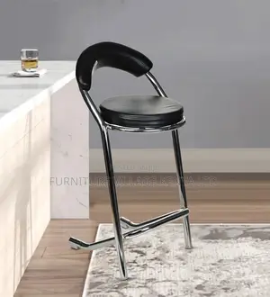 Bar Stool; Black Leather Kitchen Bar Stool